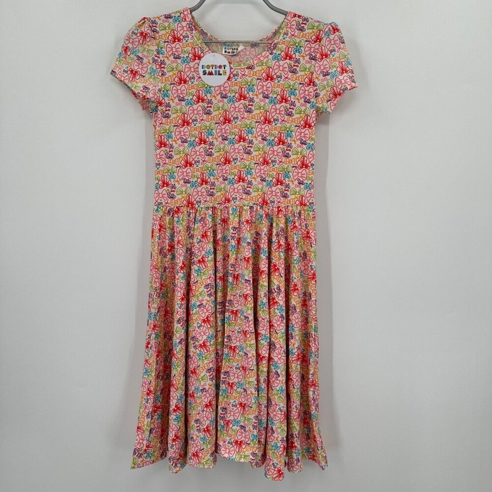 Dot Dot Smile Girl's Cap Sleeve Dress 12-24 months Short Sleeve Colorful Bows